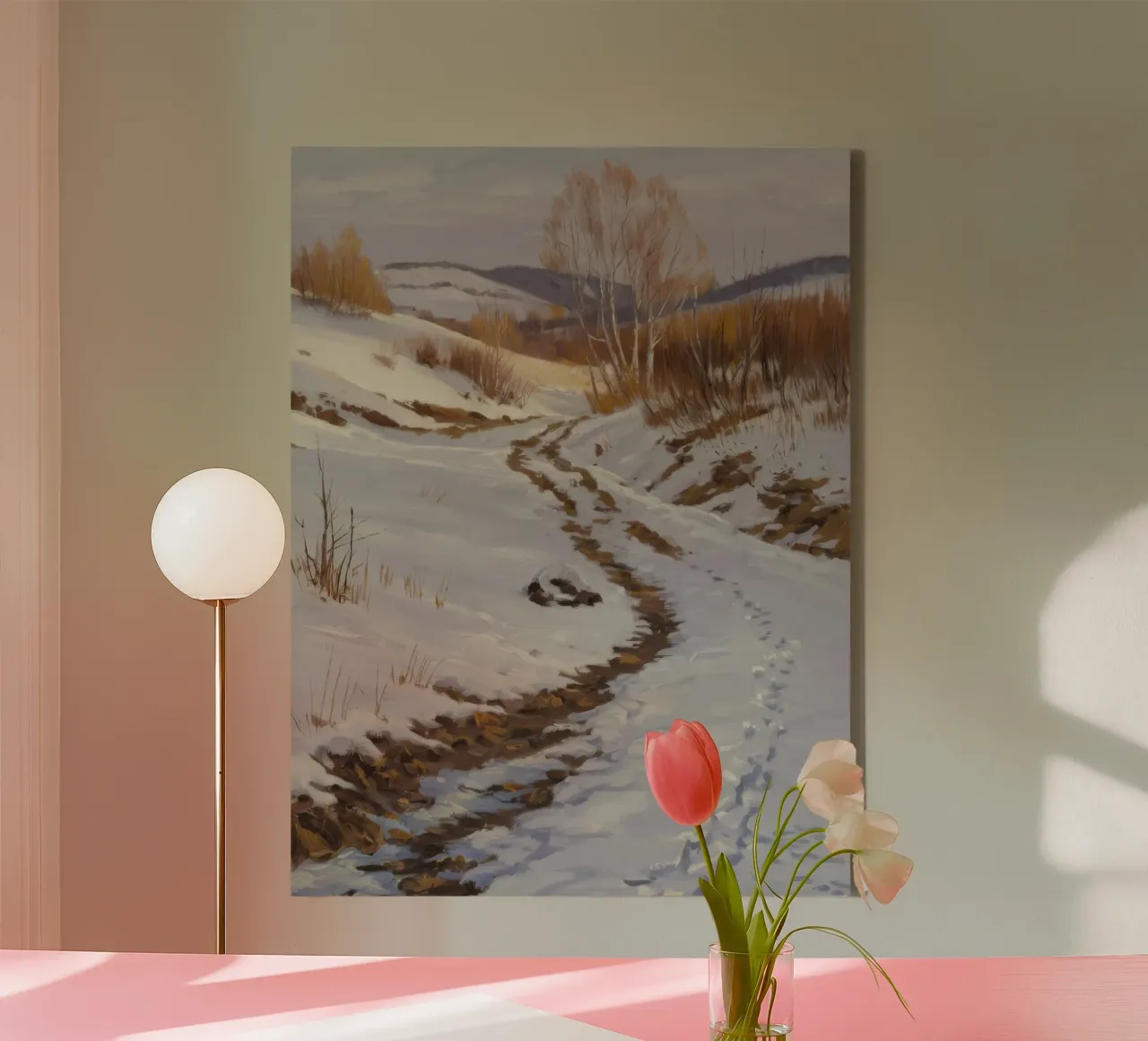 Winter's Winding Path canvas with Floater frame by Radiance Landscape