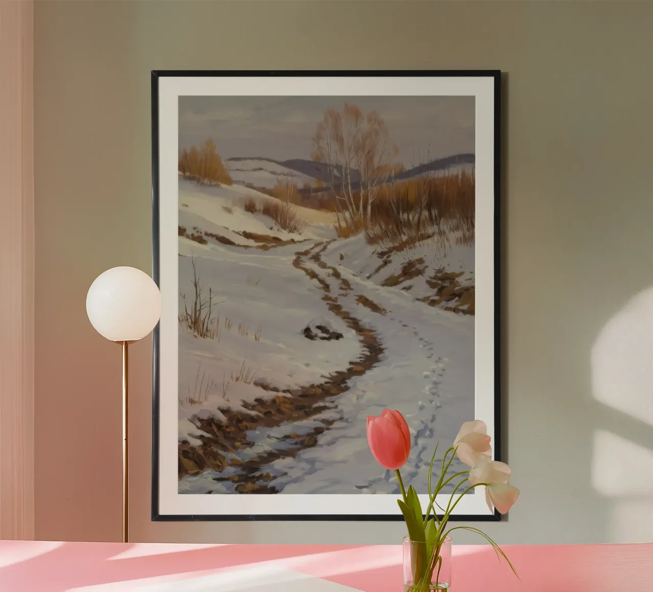 Der gewundene Pfad des Winters Poster von Radiance Landscape