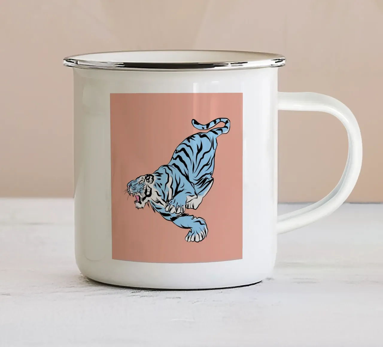 Ritratto di tigre 04 tazza in smalto da Little Dean