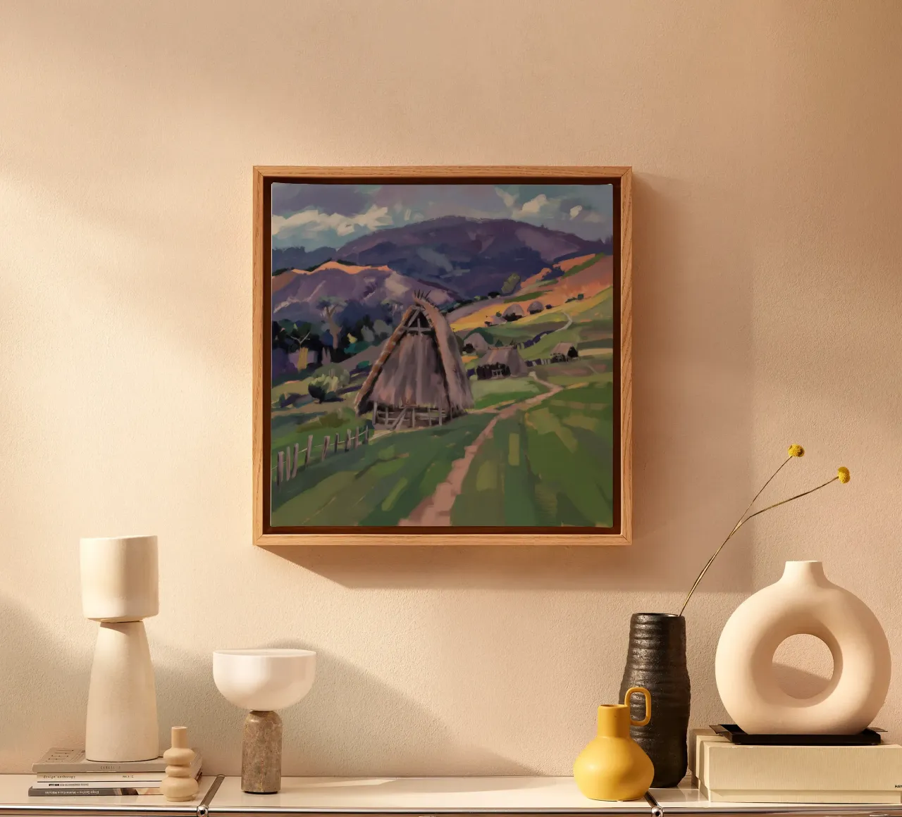 Die grüne Aussicht der Scheune Leinwand mit Schattenfugenrahmen von Radiance Landscape