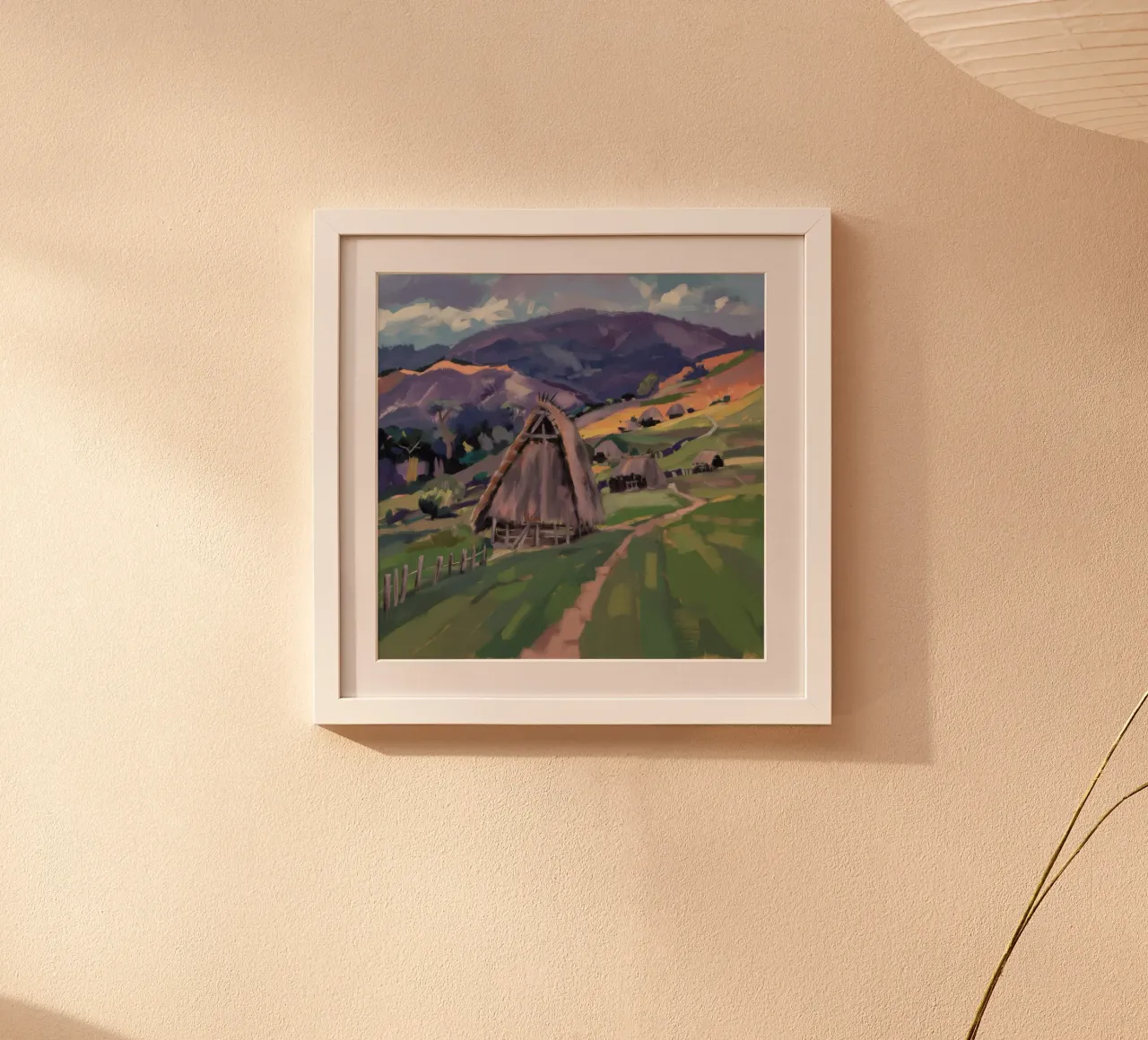 Die grüne Aussicht der Scheune Poster mit Kunststoffrahmen von Radiance Landscape