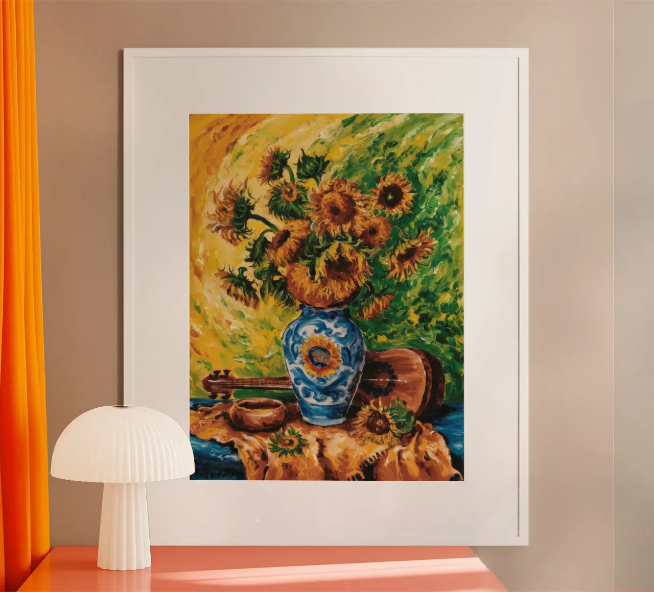 La fiamma dorata del girasole poster da Lush Essence