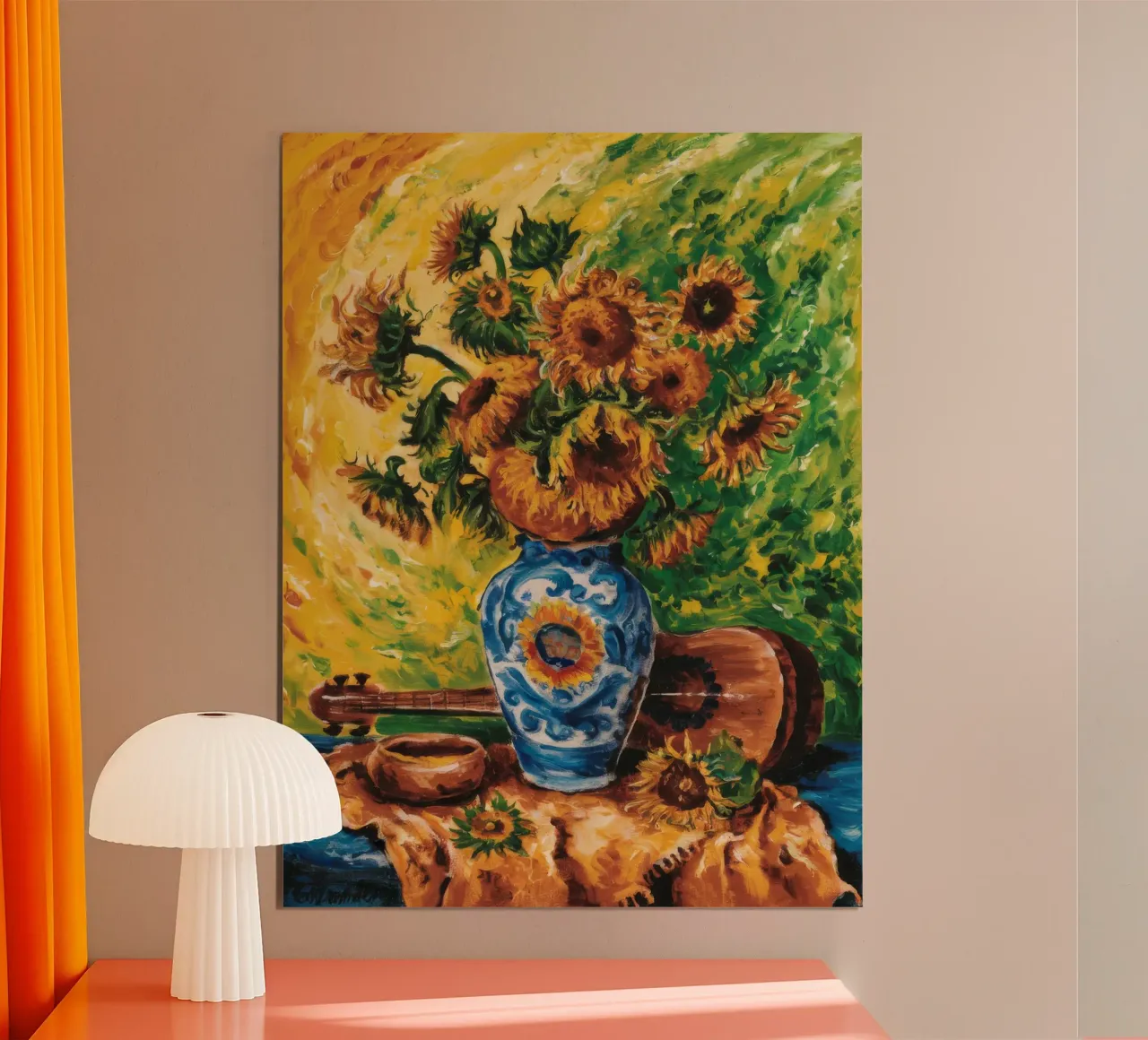 La fiamma dorata del girasole poster da Lush Essence
