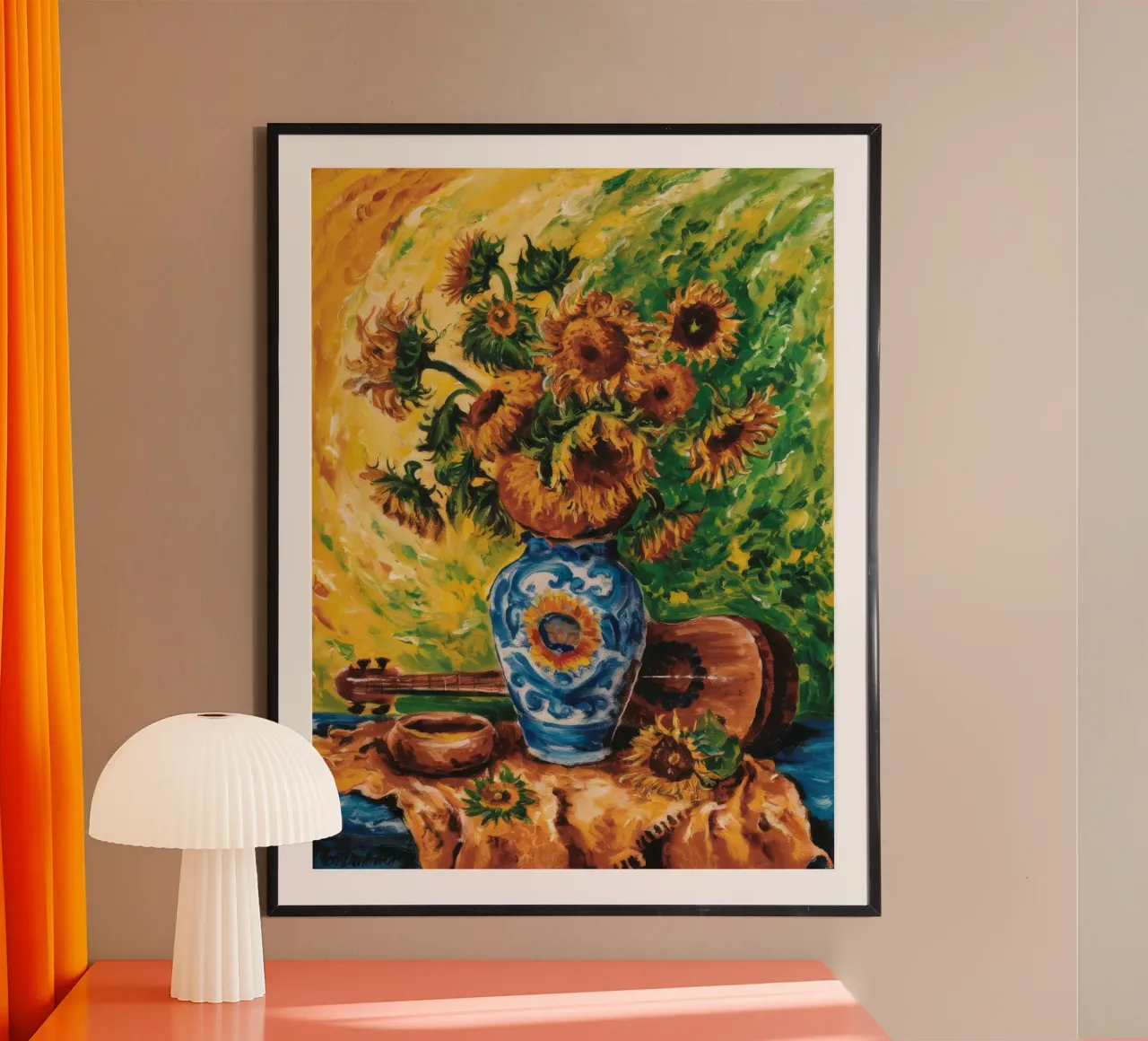 La fiamma dorata del girasole poster da Lush Essence