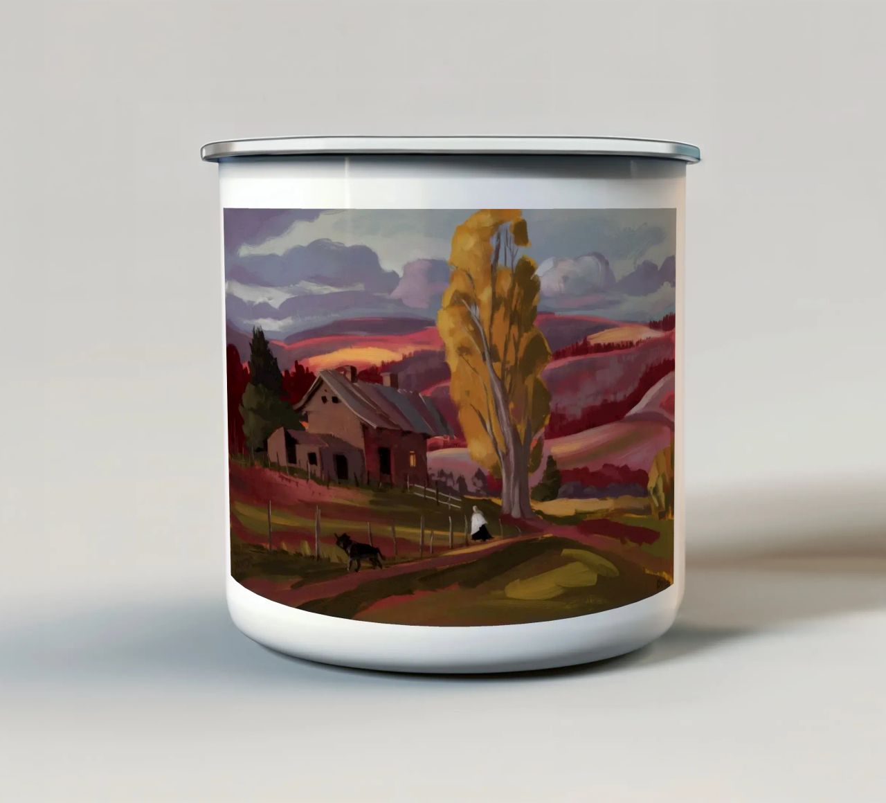 Villaggio Crepuscolo Calma tazza in smalto da Radiance Landscape