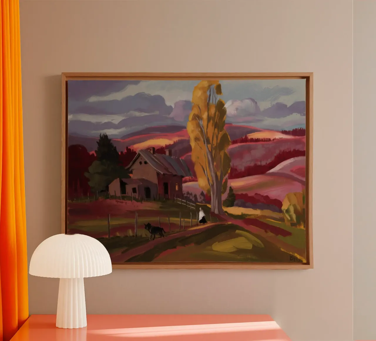 Dorp Schemering Kalmte canvas met Baklijst van Radiance Landscape