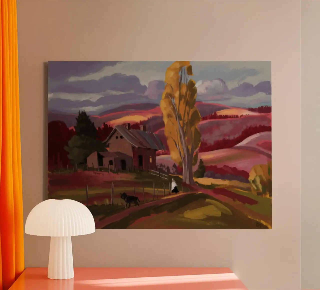 Dorp Schemering Kalmte canvas met Baklijst van Radiance Landscape