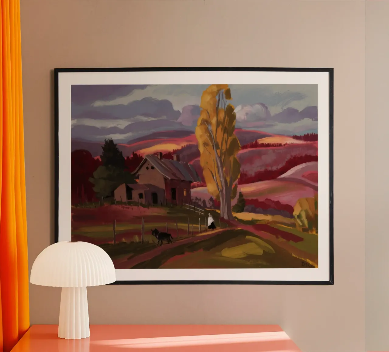 Villaggio Crepuscolo Calma poster con telaio in plastica da Radiance Landscape