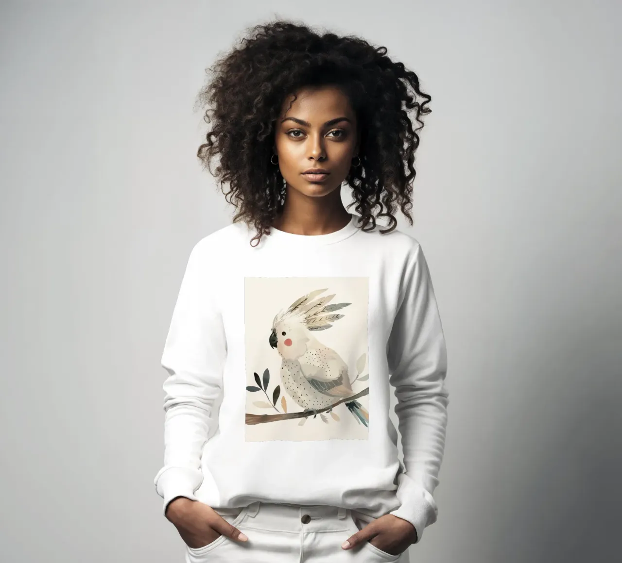 Ätherischer Kakadu unter zartem Laub Sweatshirt von DesignDoodle