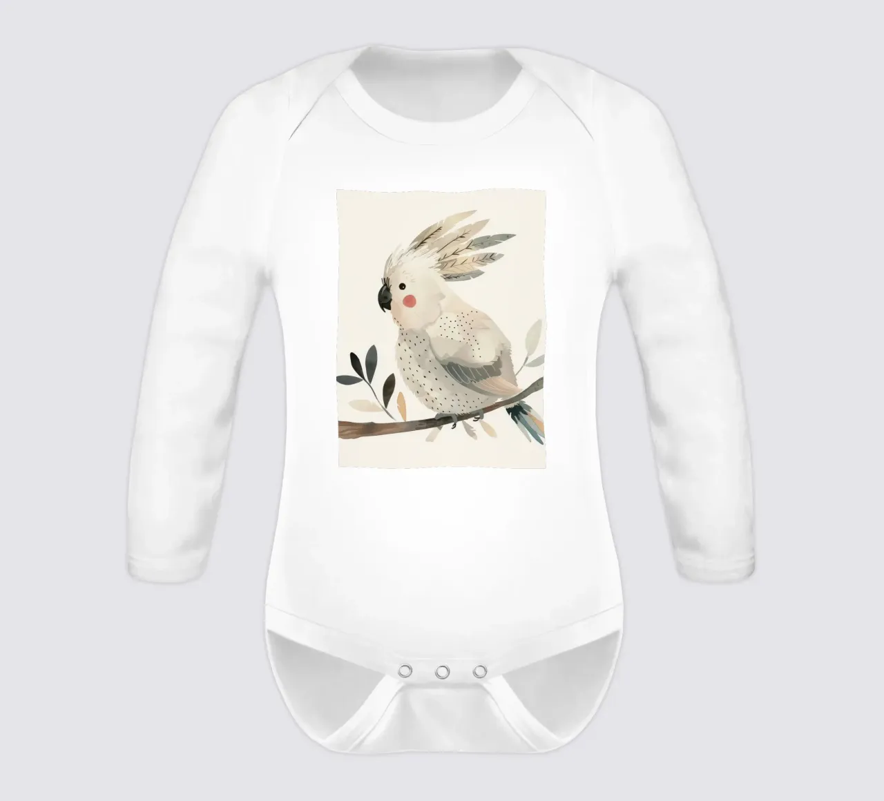 Ätherischer Kakadu unter zartem Laub Langarm Babybody von DesignDoodle