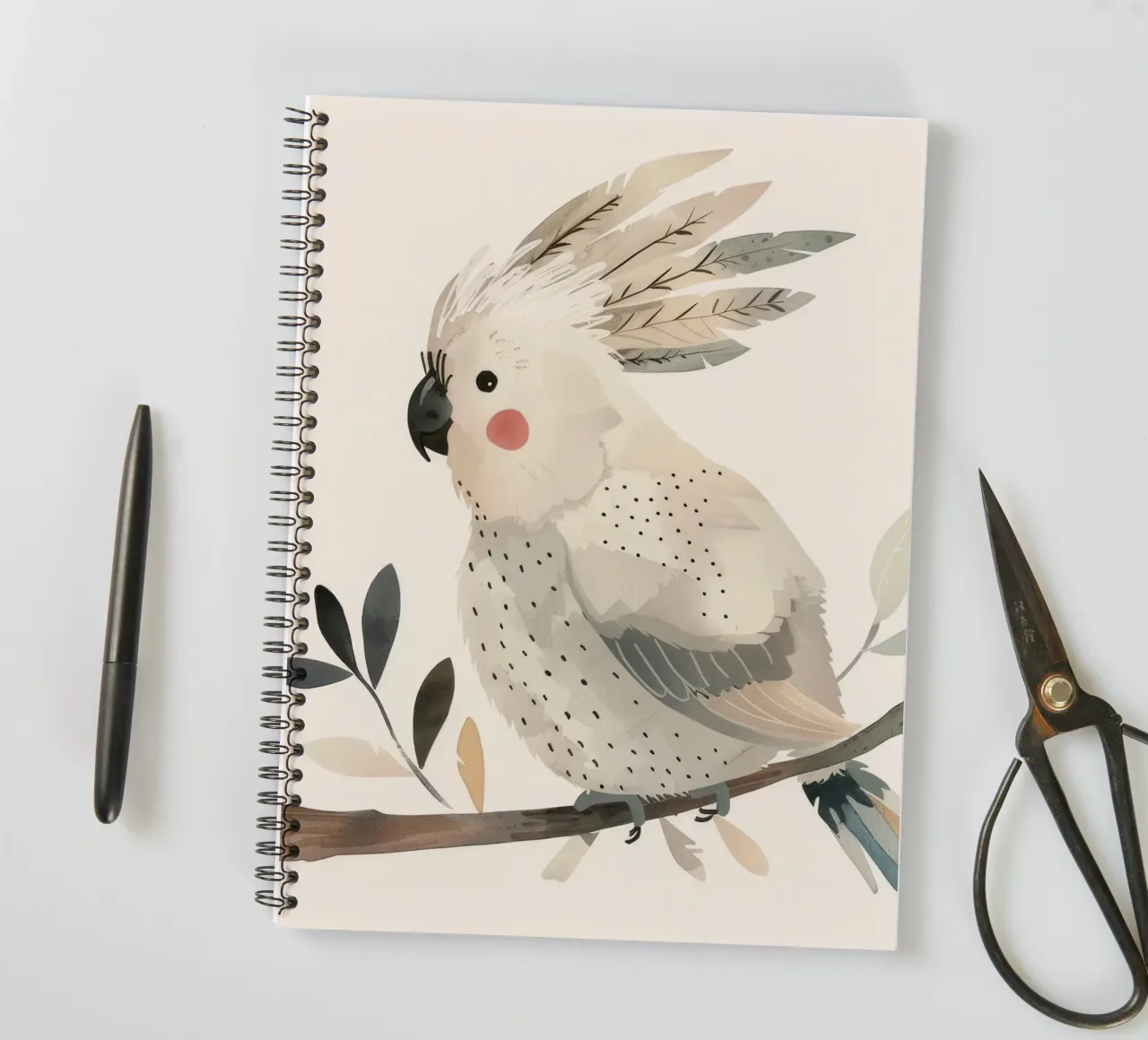 Ätherischer Kakadu unter zartem Laub Ringbuch von DesignDoodle
