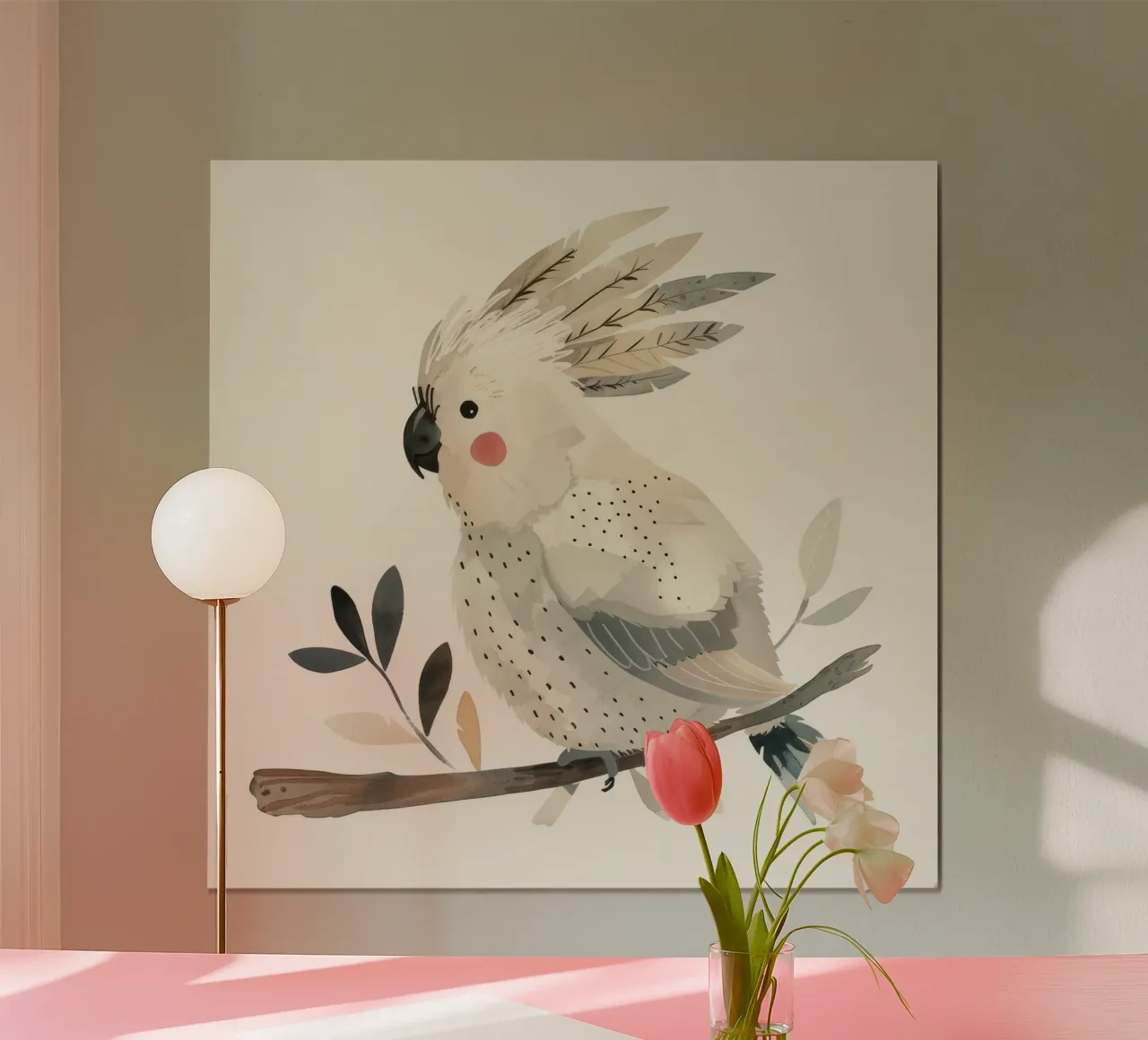 Cacatoès éthéré parmi un feuillage délicat poster de DesignDoodle