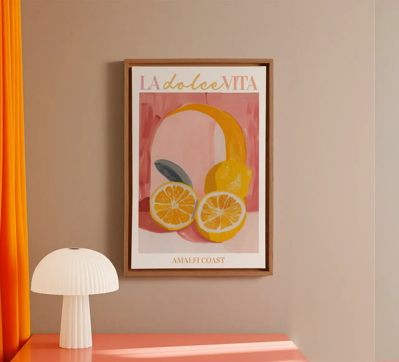 Zitrone drucken, Zitrone Poster, Obst Wandkunst, Italien Poster Leinwand mit Schattenfugenrahmen von Bella Studio