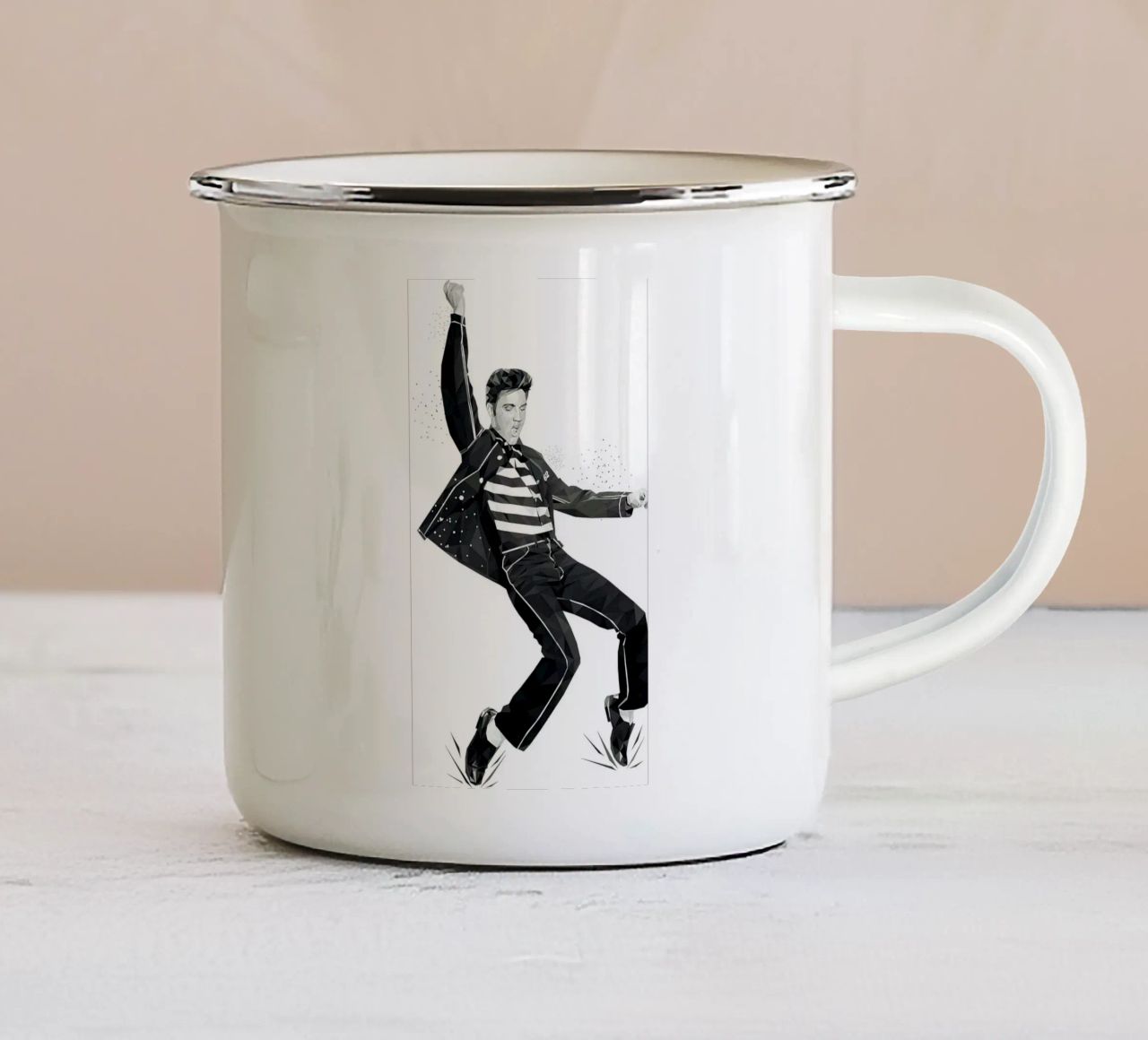 Camera da letto del re del rock and roll tazza in smalto da Rene Shop