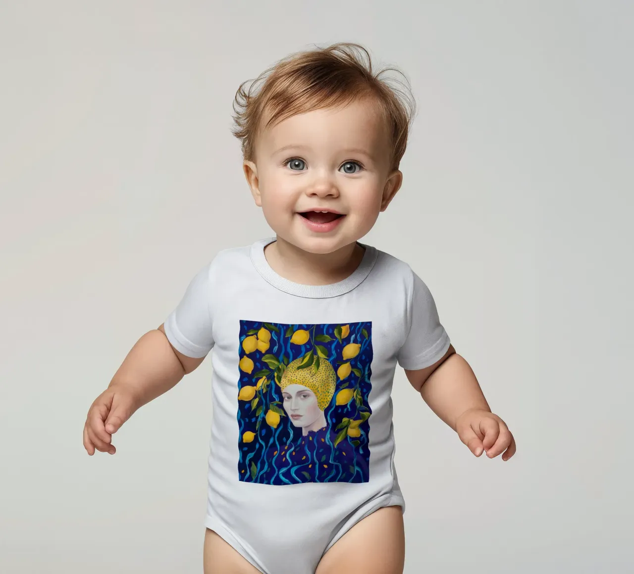 Mitternachts-Zitronenkrone Kurzarm Babybody von Vivid Reverie