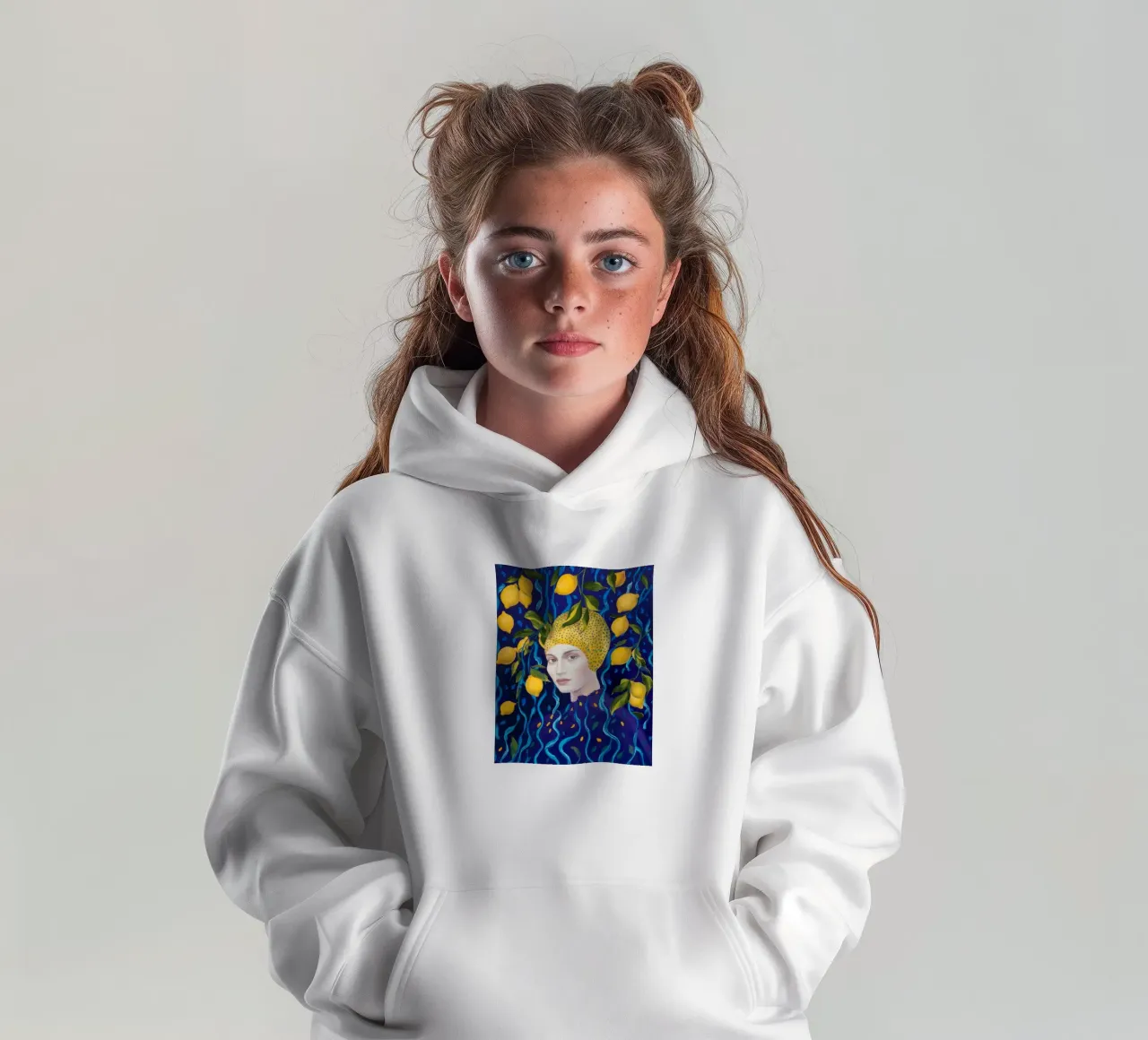 Midnight Lemon Crown kids hoodie by Vivid Reverie