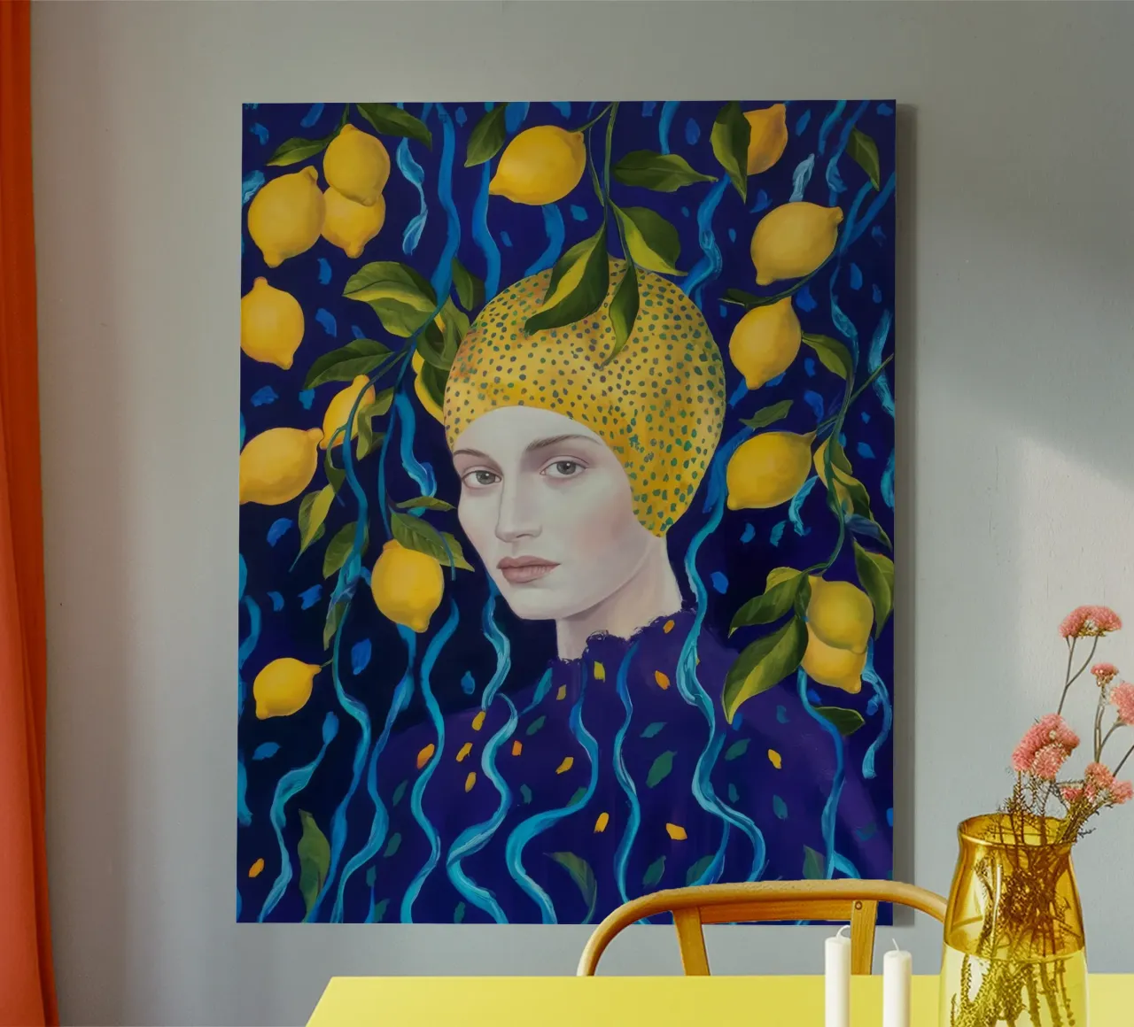 Midnight Lemon Crown canvas by Vivid Reverie