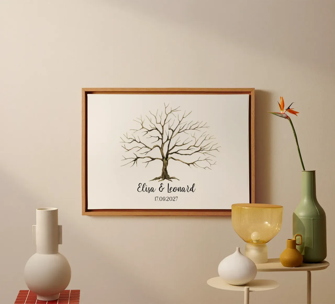 Fingerprint Guestbook Wedding Tree - Tree of Life Guestbook canvas with Floater frame by Wunderbarwir