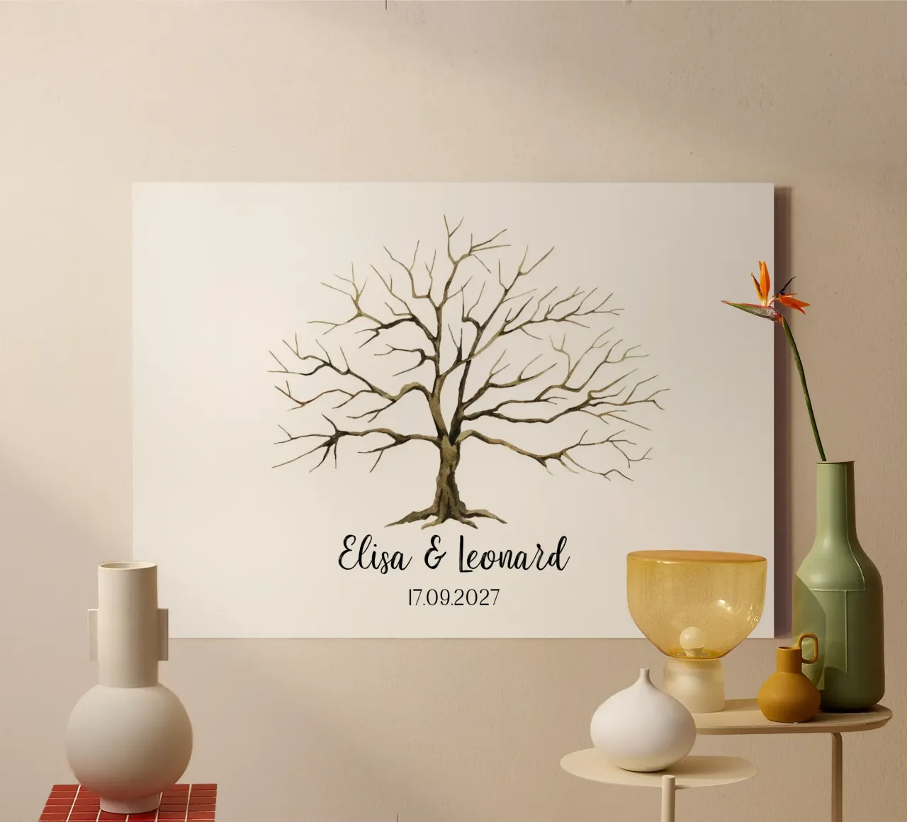 Fingerprint Guestbook Wedding Tree - Tree of Life Guestbook canvas with Floater frame by Wunderbarwir