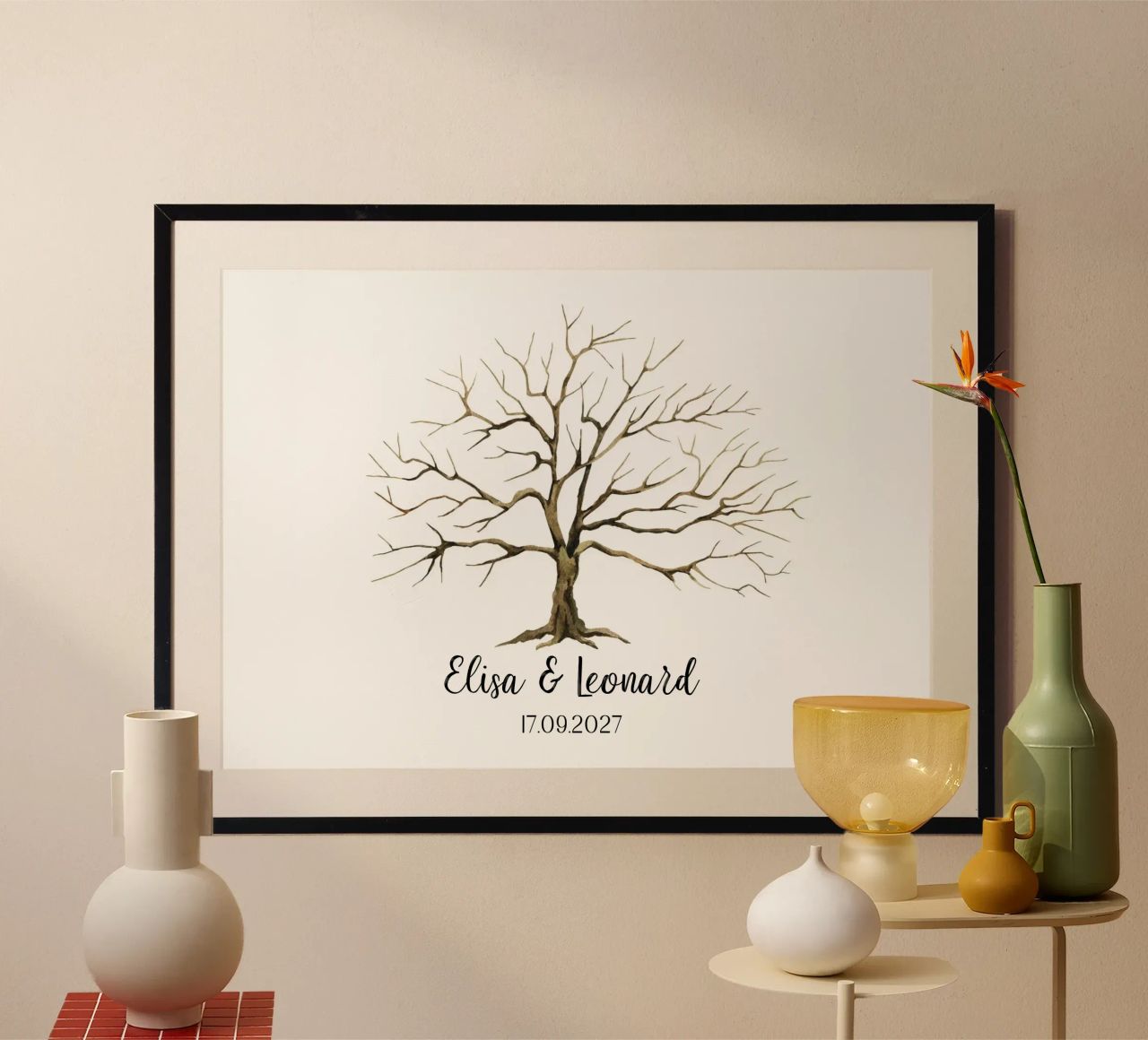 Empreinte digitale livre d'or mariage arbre - Arbre de vie livre d'or poster de Wunderbarwir