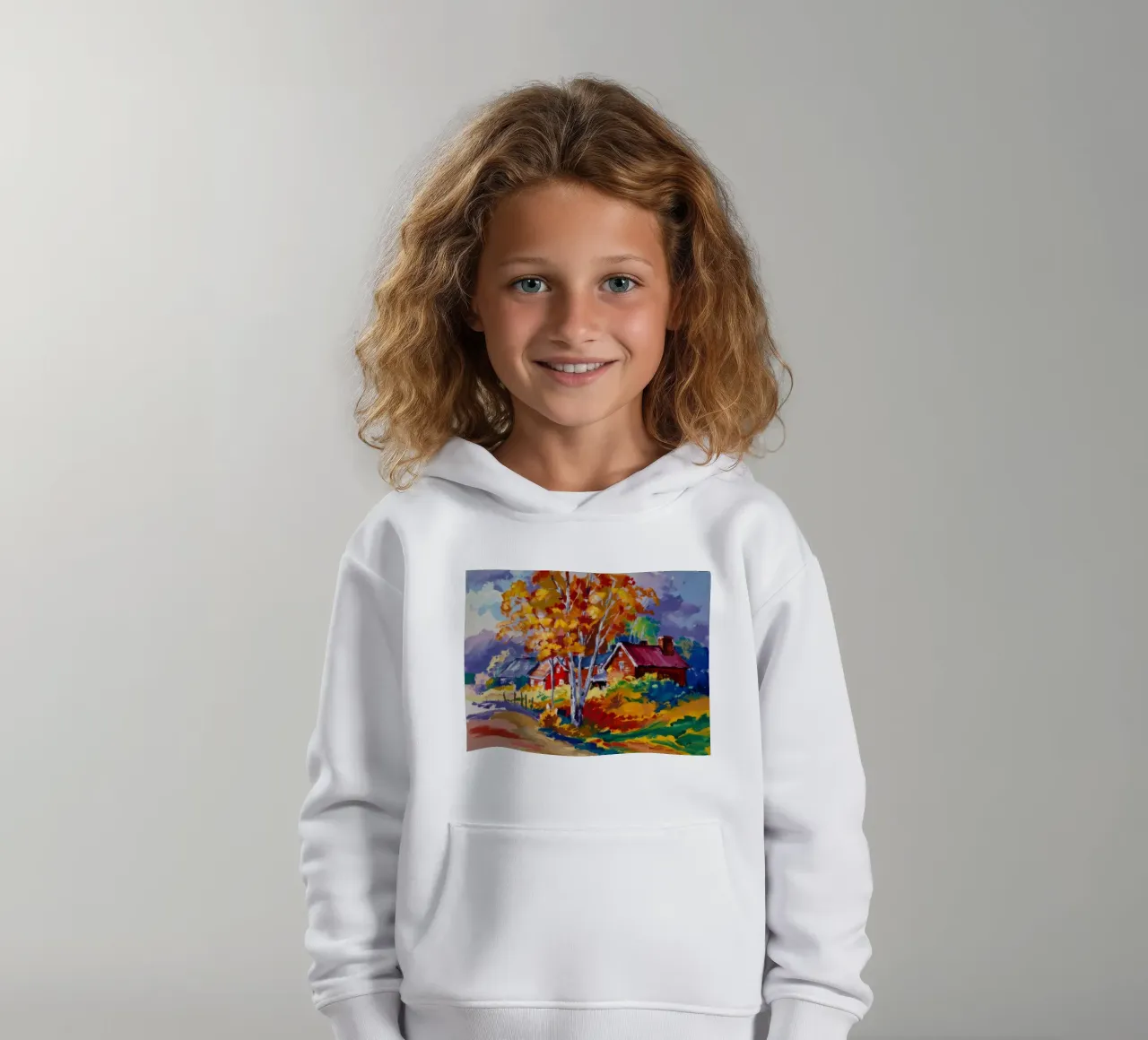 Autumn Cabin Brilliance kids hoodie by Radiance Landscape