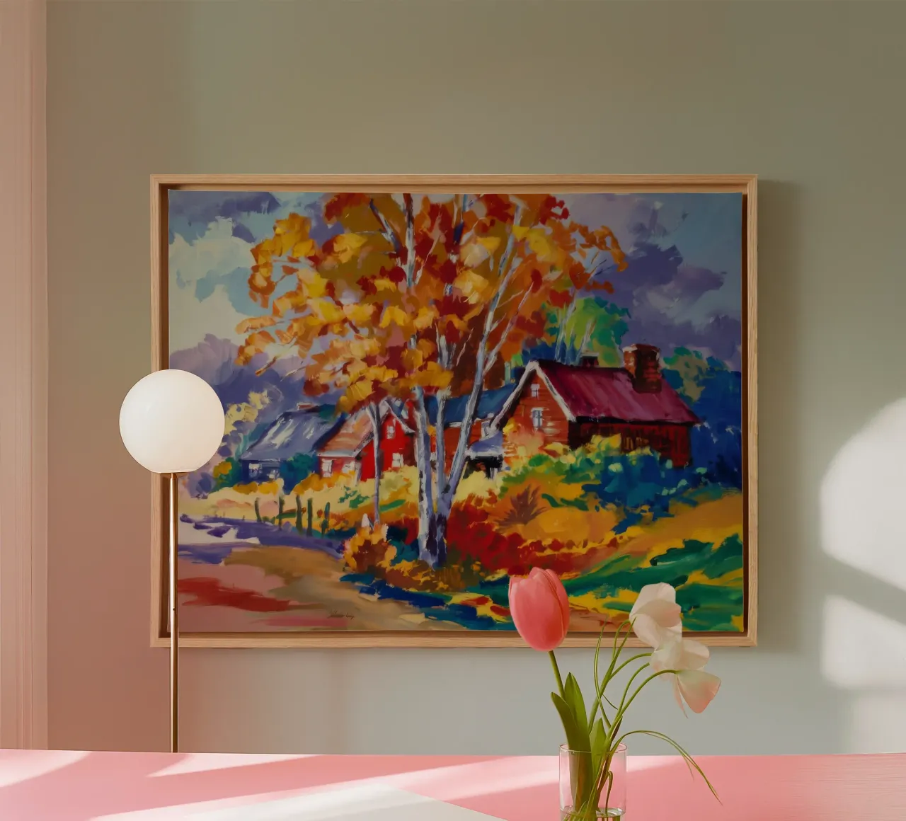 Herfst hut schittering canvas met Baklijst van Radiance Landscape