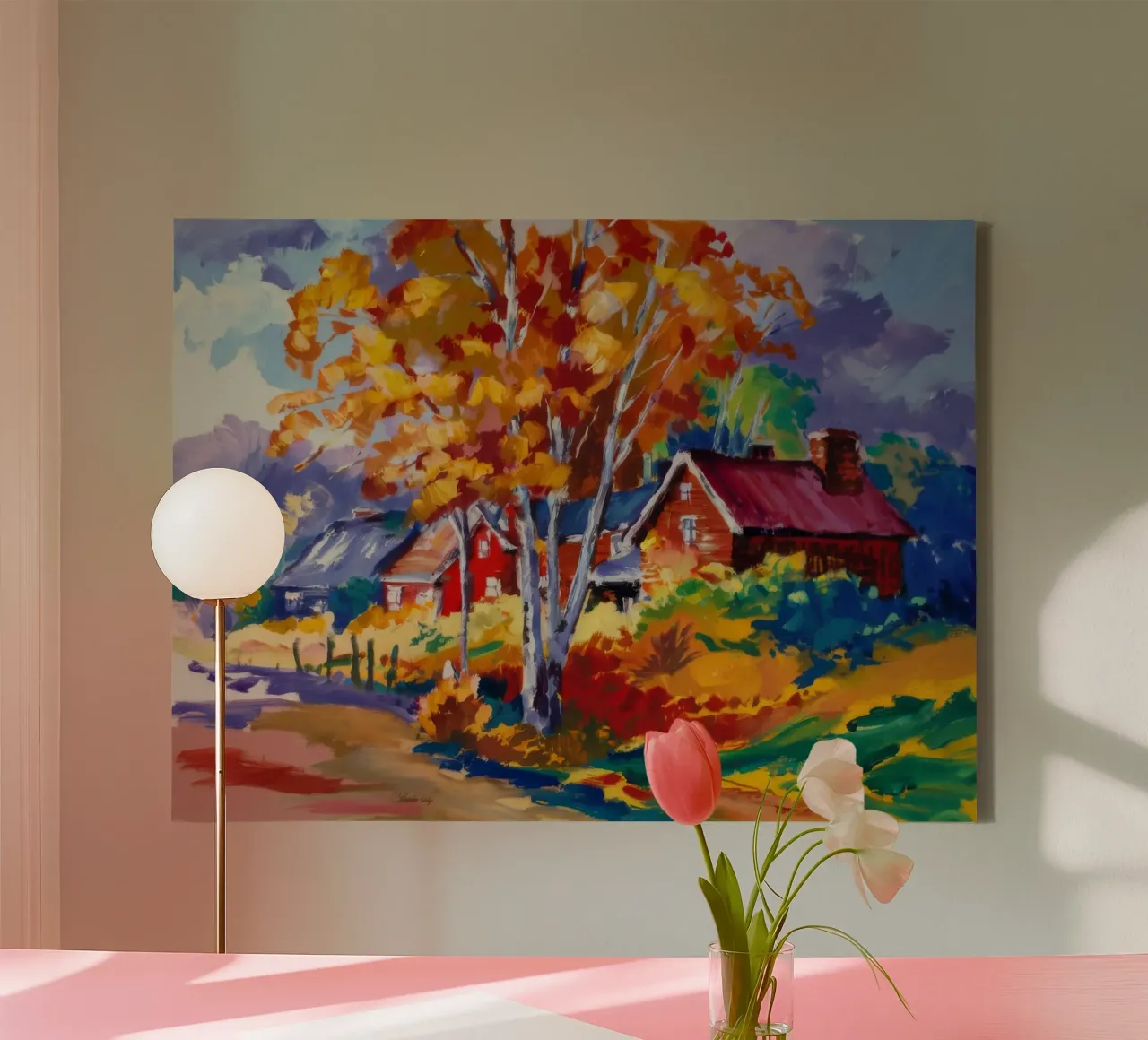 Herfst hut schittering canvas met Baklijst van Radiance Landscape
