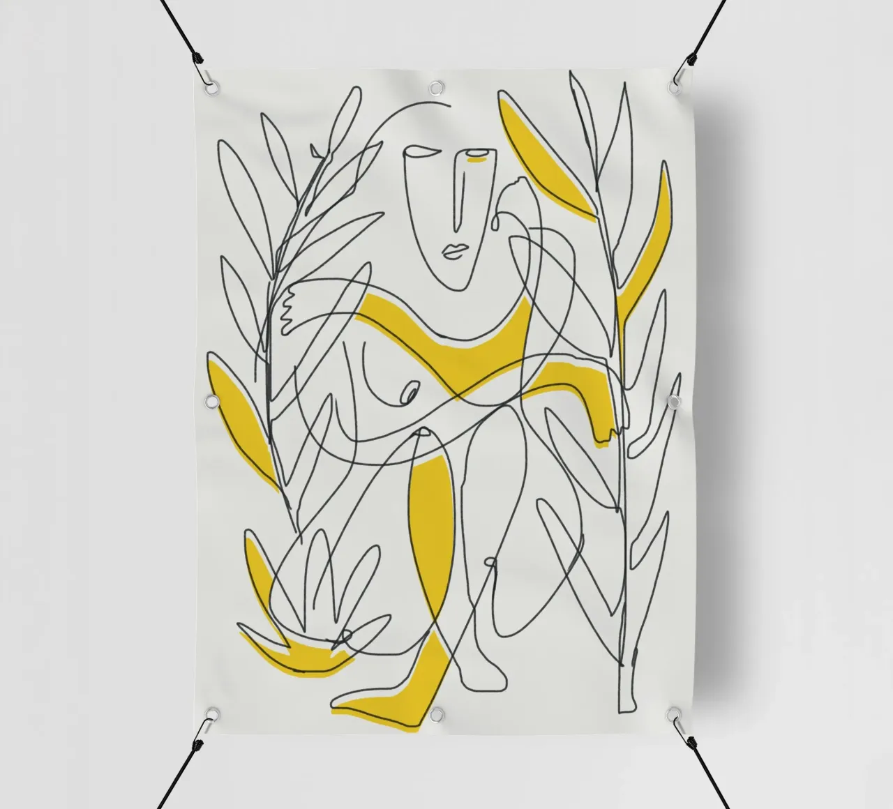 Fogliame botanico in line art telo in pvc da Little Dean