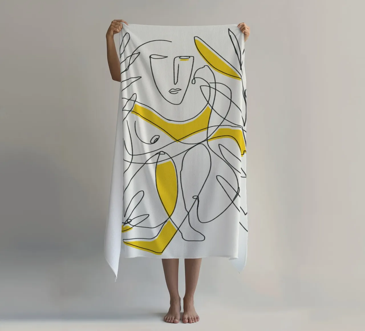 Fogliame botanico in line art telo mare da Little Dean