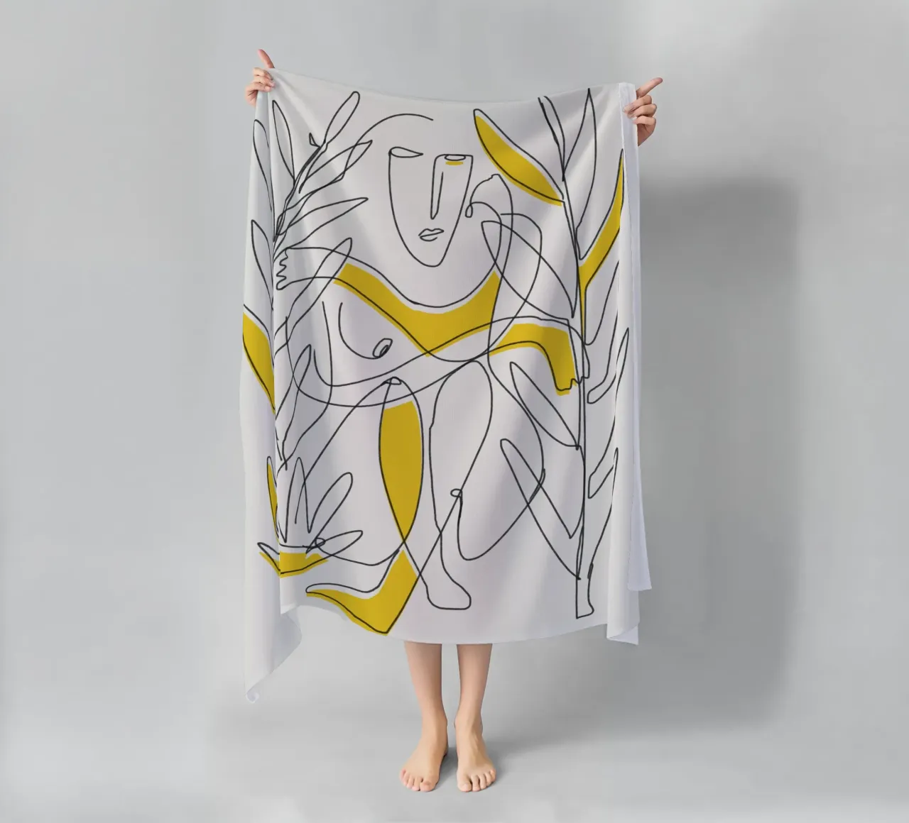 Fogliame botanico in line art telo mare da Little Dean