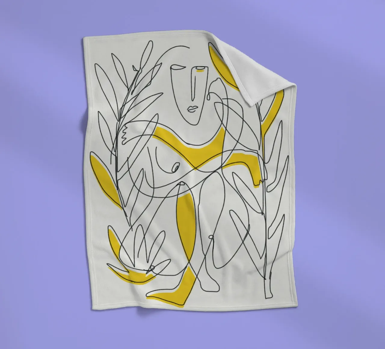 Fogliame botanico in line art coperta in pile da Little Dean