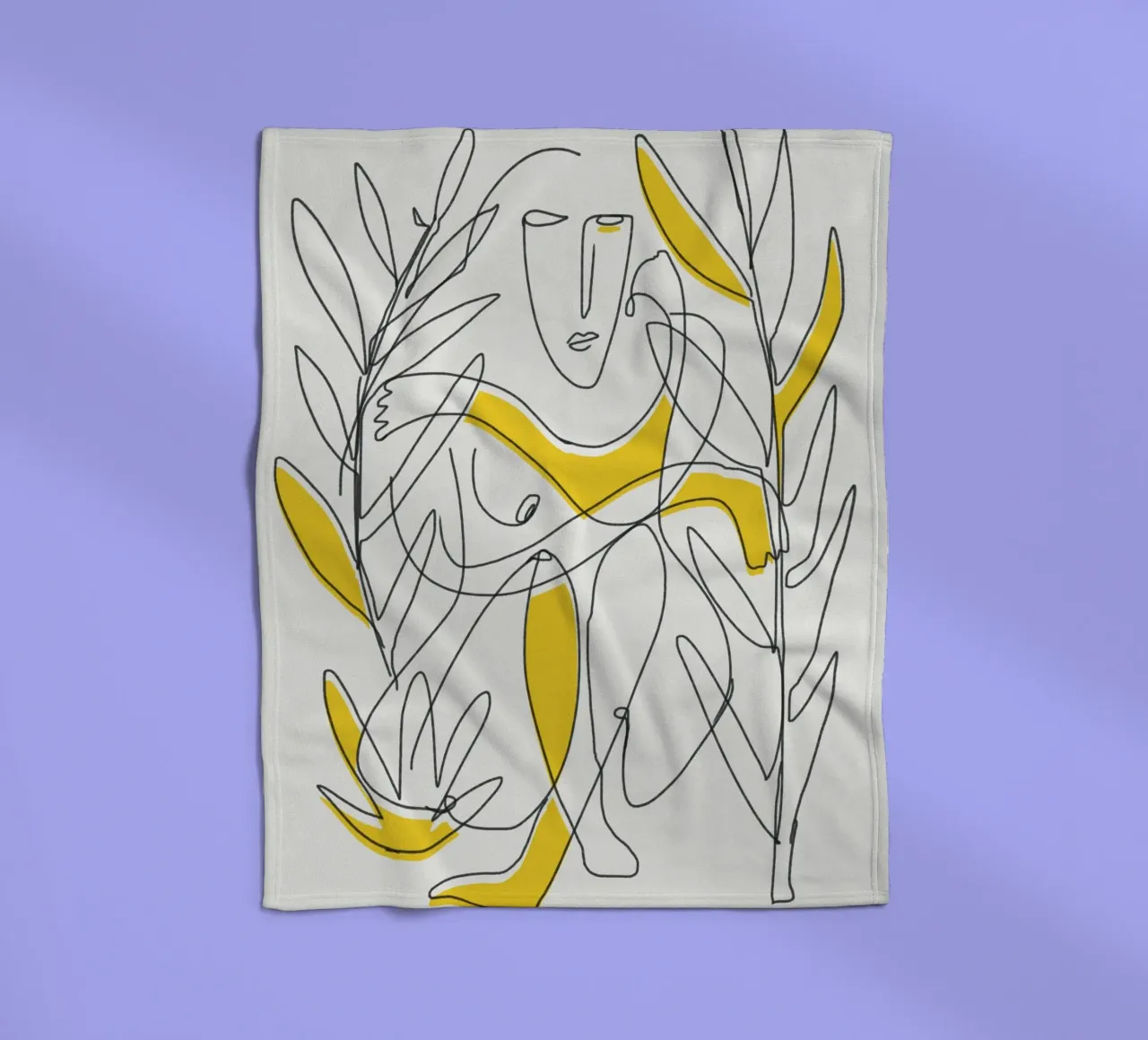 Fogliame botanico in line art coperta in pile da Little Dean