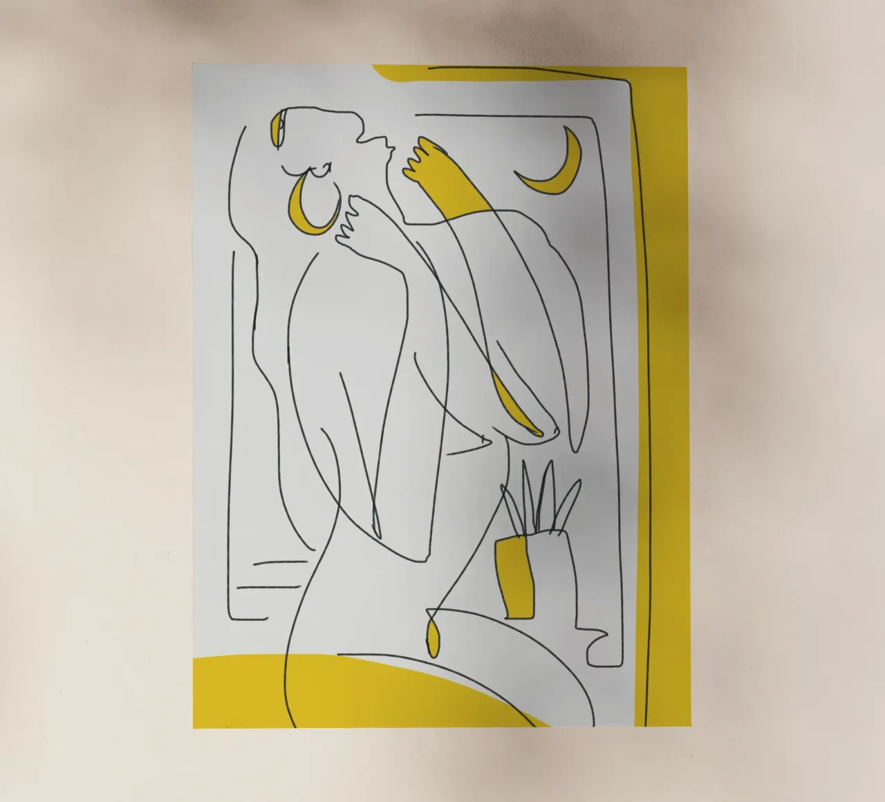 Fogliame botanico Line art - Un'opera figurativa pellicola backlit da Little Dean