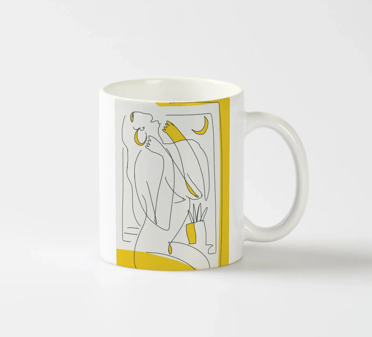 Fogliame botanico Line art - Un'opera figurativa tazza in ceramica da Little Dean
