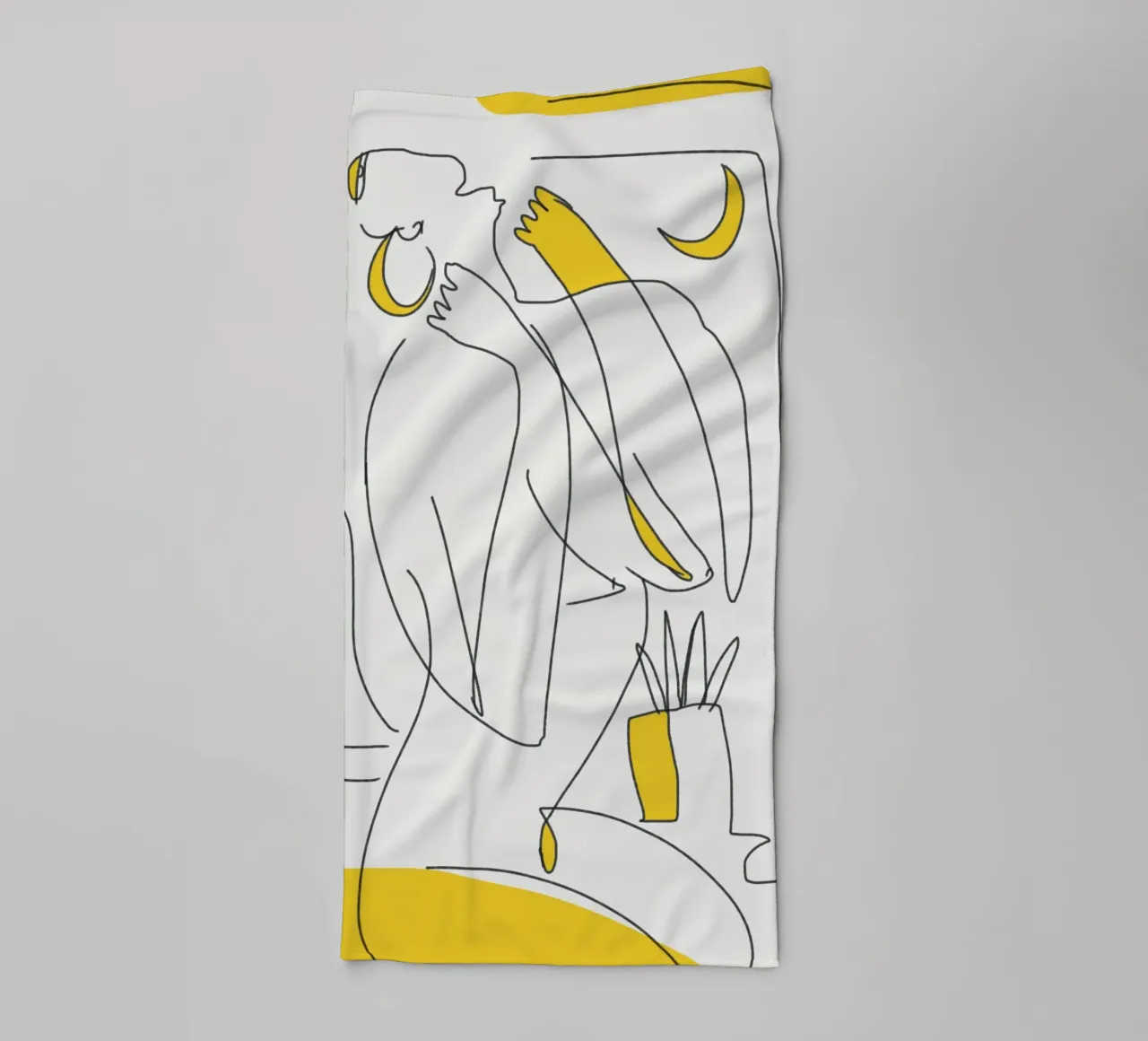 Fogliame botanico Line art - Un'opera figurativa asciugamano da bagno da Little Dean