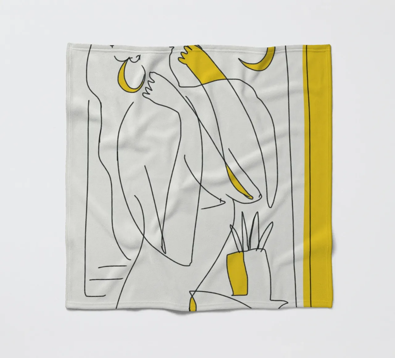 Fogliame botanico Line art - Un'opera figurativa coperta in pile da Little Dean
