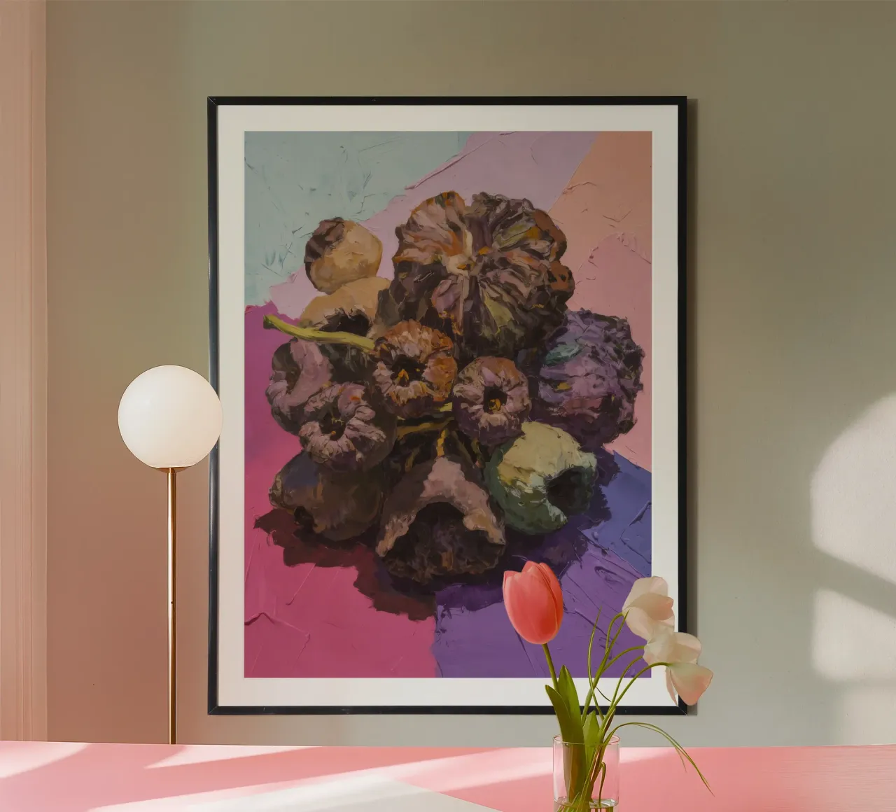 Il regno viola del carciofo poster con telaio in plastica da Radiance Landscape