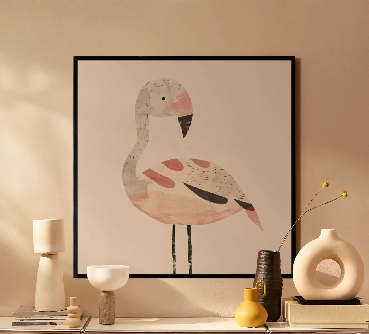 Anmutiger Flamingo in verträumten Pastelltönen Hahnemühle von DesignDoodle