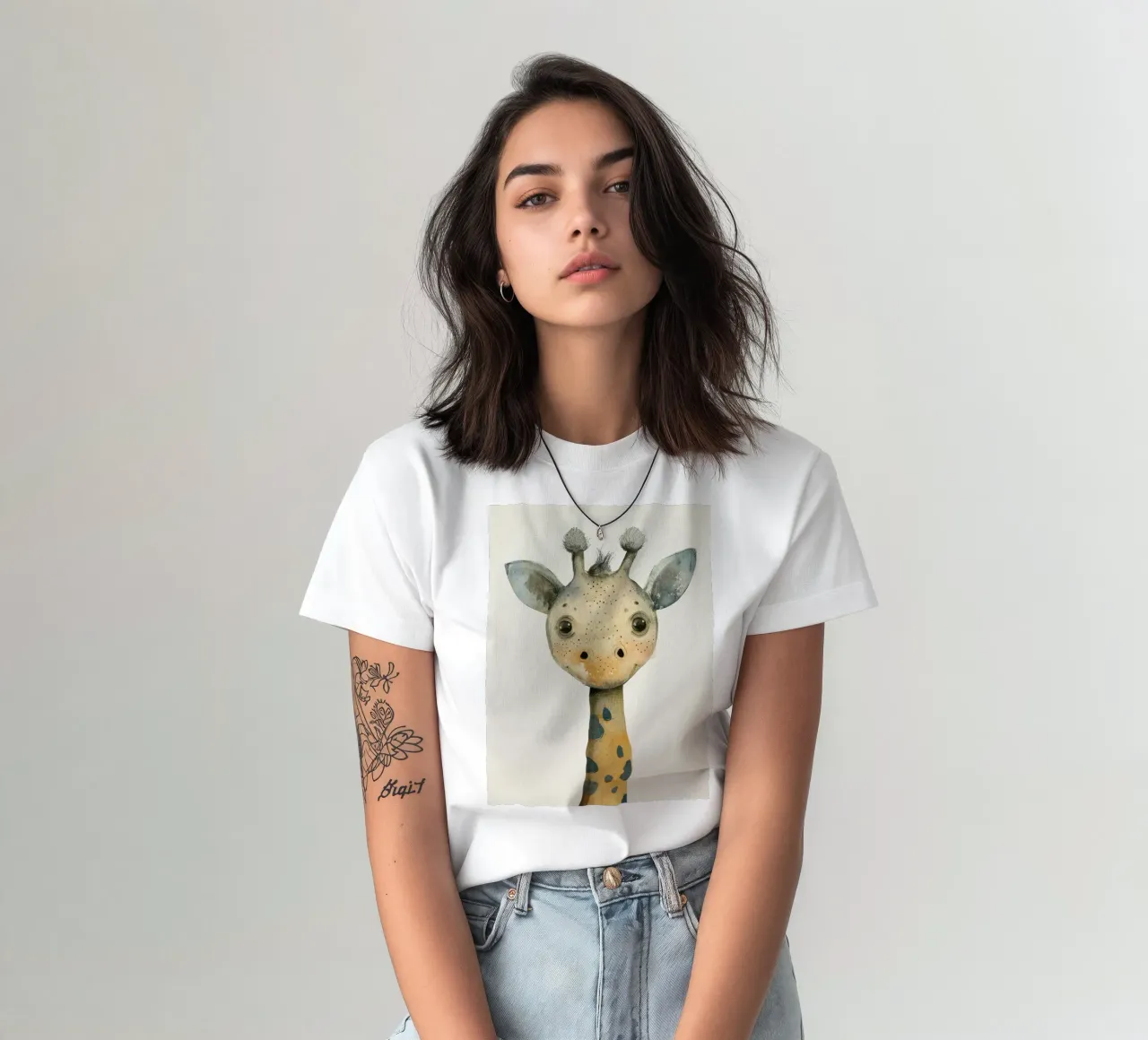 Elegant Giraffe with Gentle Curves and Soft Lines t-shirt by DesignDoodle