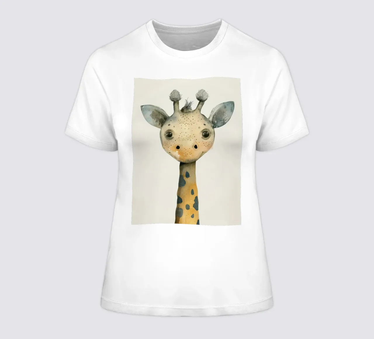 Elegant Giraffe with Gentle Curves and Soft Lines women's fitted t-shirt by DesignDoodle