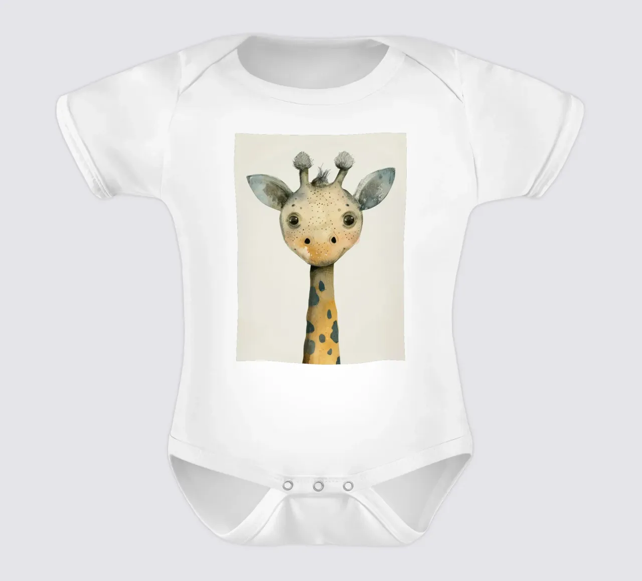 Elegant Giraffe with Gentle Curves and Soft Lines short-sleeve baby romper by DesignDoodle