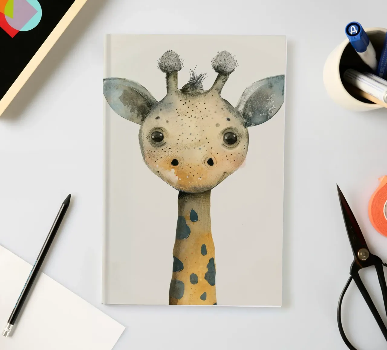Elegant Giraffe with Gentle Curves and Soft Lines notebook by DesignDoodle