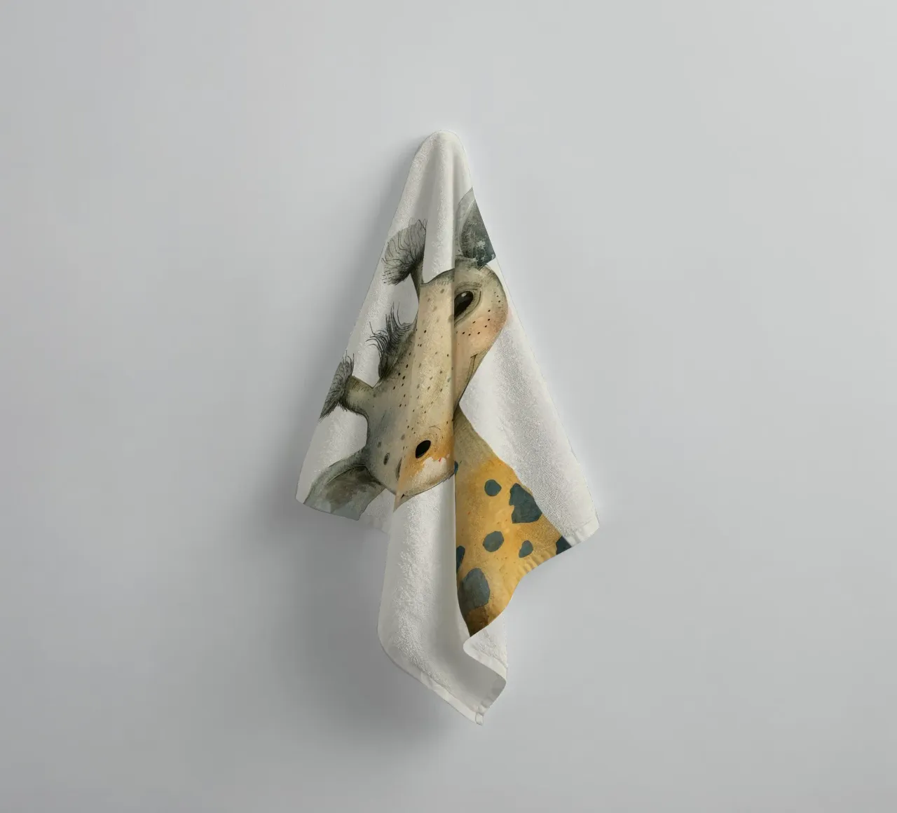 Elegant Giraffe with Gentle Curves and Soft Lines towel by DesignDoodle