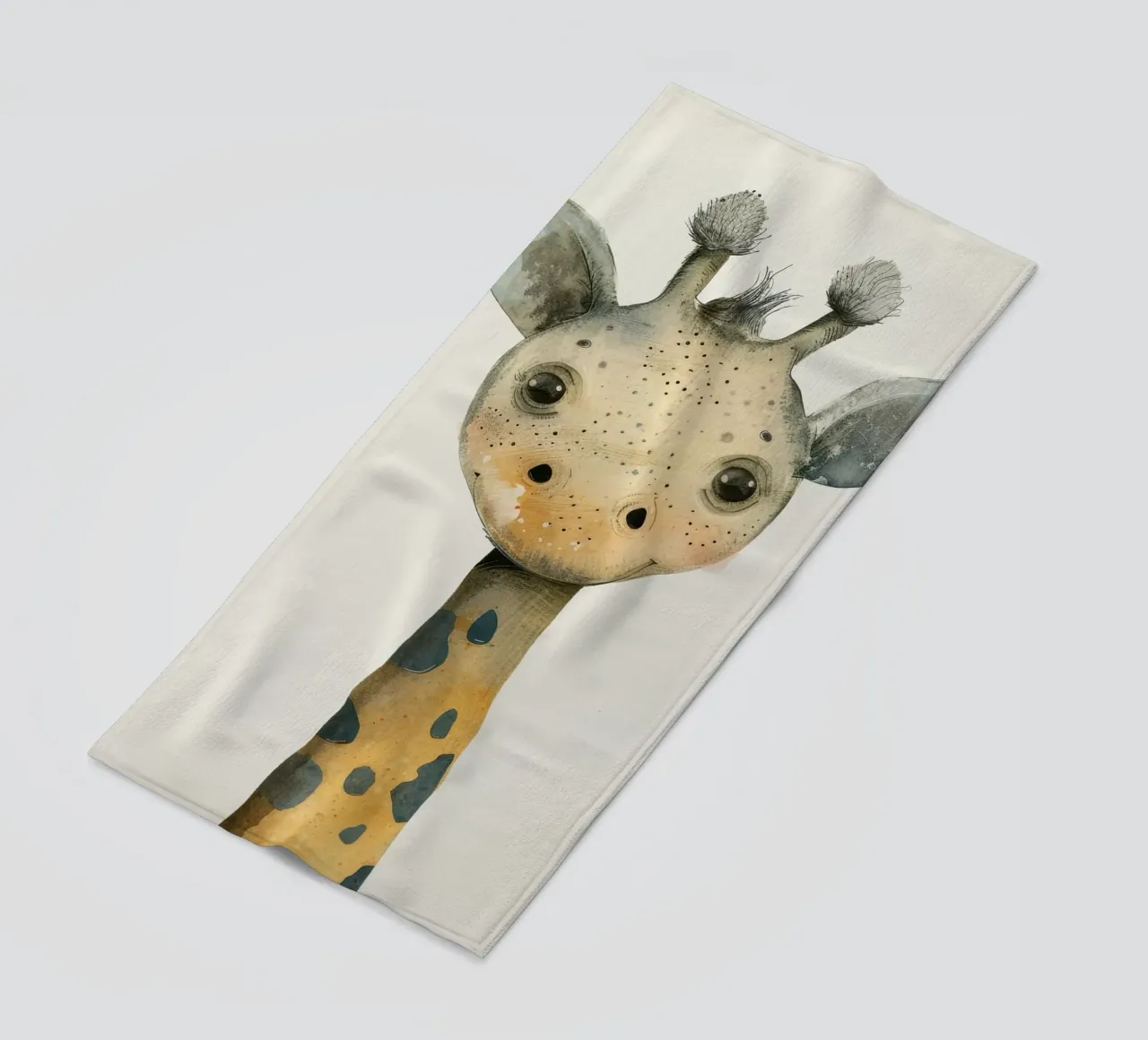 Elegant Giraffe with Gentle Curves and Soft Lines beach towel by DesignDoodle