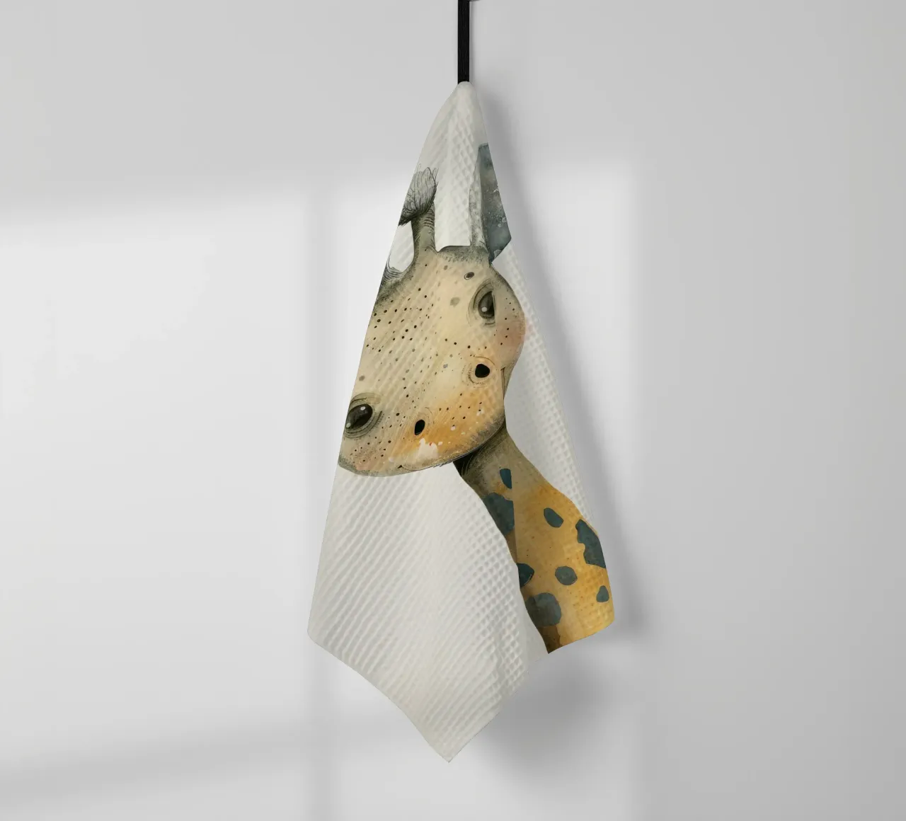 Elegant Giraffe with Gentle Curves and Soft Lines tea towel by DesignDoodle