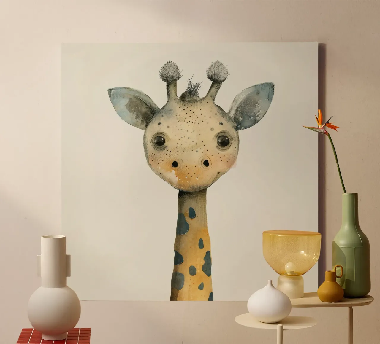 Elegant Giraffe with Gentle Curves and Soft Lines canvas by DesignDoodle