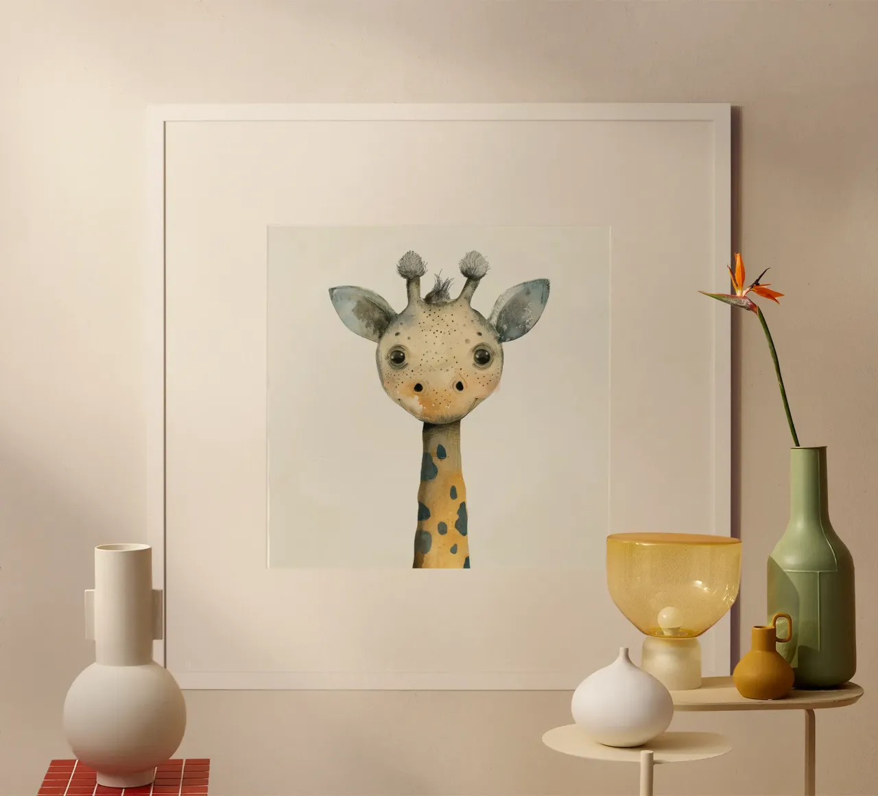 Elegant Giraffe with Gentle Curves and Soft Lines hahnemühle by DesignDoodle