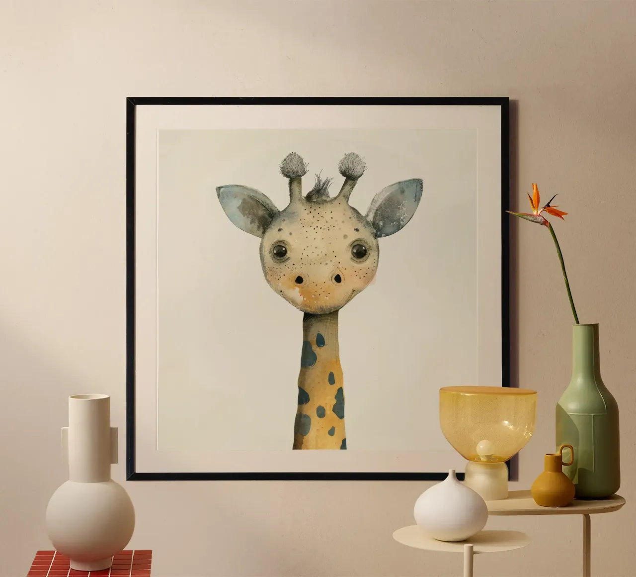Girafe élégante aux courbes et lignes douces poster de DesignDoodle