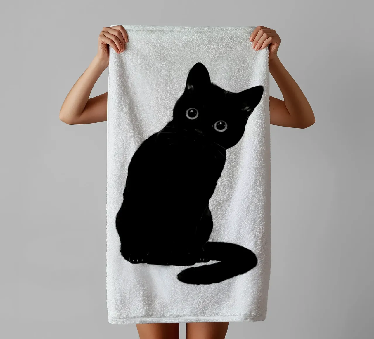 Spooky Cute Cat towel by Laura Graves
