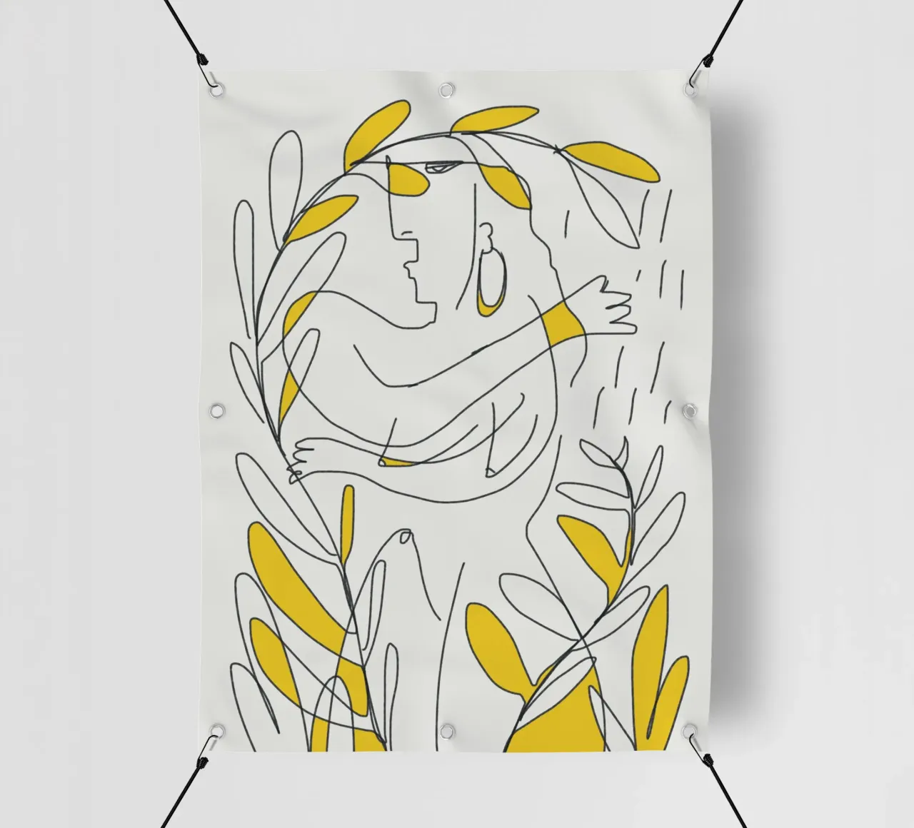 Doccia tropicale in line art telo in pvc da Little Dean